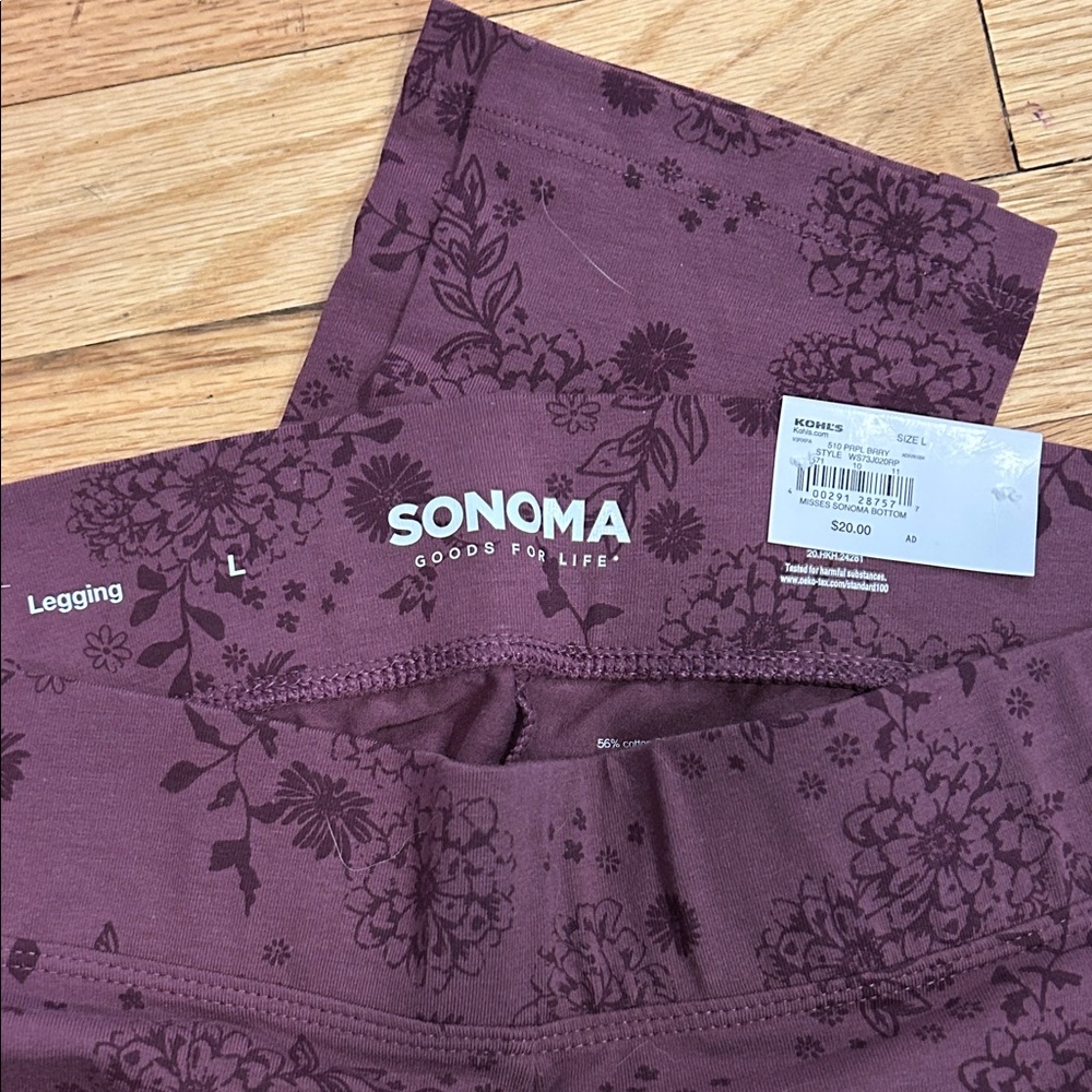 Sonoma Plum Floral Print Leggings - Picture 2 of 2
